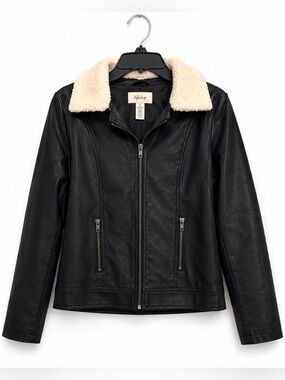 Style & Co Faux Shearling Collar Moto Jacket Women’s Medium